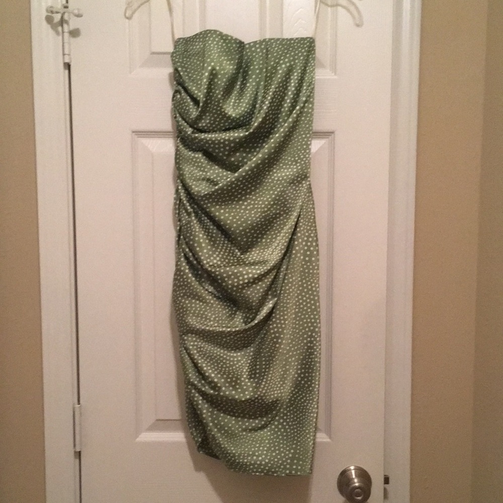 Green strapless party dress